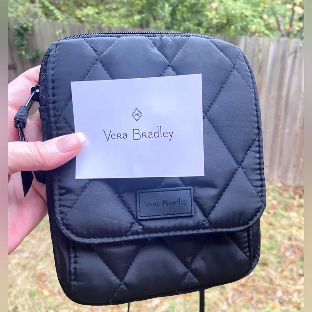 Vera Bradley Black Mini Hipster Ultralight Women’s Zipper Crossbody Bag NWT